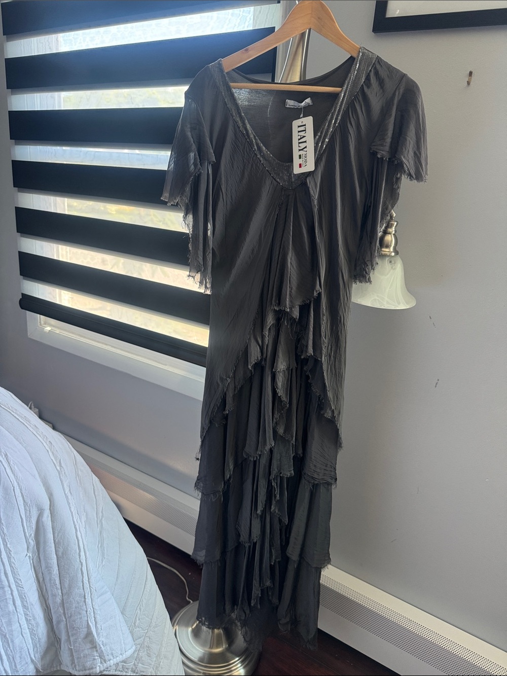 Moda Charcoal Layered V-Neck Maxi Dress